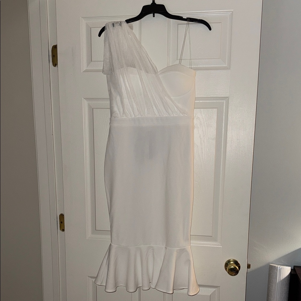Fashion Nova White One-Shoulder Dress